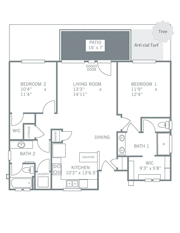 Floorplan 2 Bedroom 2D Plan